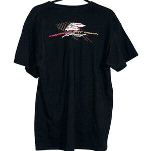 Gildan DryBlend Black T-Shirt With American Dirt Track Graphic Front & Back Size